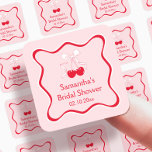 Red Pink Cherry On Top Bow Bridal Shower Favor Square Sticker<br><div class="desc">Make your bridal shower unforgettable with our Personalized Red Pink Cherry On Top Bow Bridal Shower Favor Square Sticker. Perfect for celebrating the bride who 'shes the cherry on top' with a cherry on top bridal shower or a sweet Valentine bridal shower. Ideal for a kiss the miss goodbye bridal...</div>