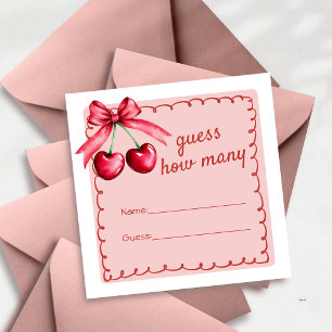 Red & Pink Cherry On Top Cherry Bridal Shower Enclosure Card