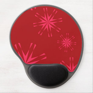 Red, pink, cool trendy modern star flower abstract gel mouse pad