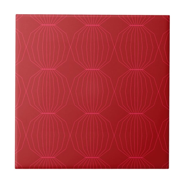 Red, pink, cool, unique, trendy, decorative art ceramic tile (Front)