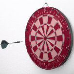 Red & Pink Custom Family Name & Message Classic Dart Board<br><div class="desc">A classic dartboard design with alternating deep red (burgundy) and dusty rose (pink) triangles.
Above and below there are the name and a message as arched text, in caps.</div>