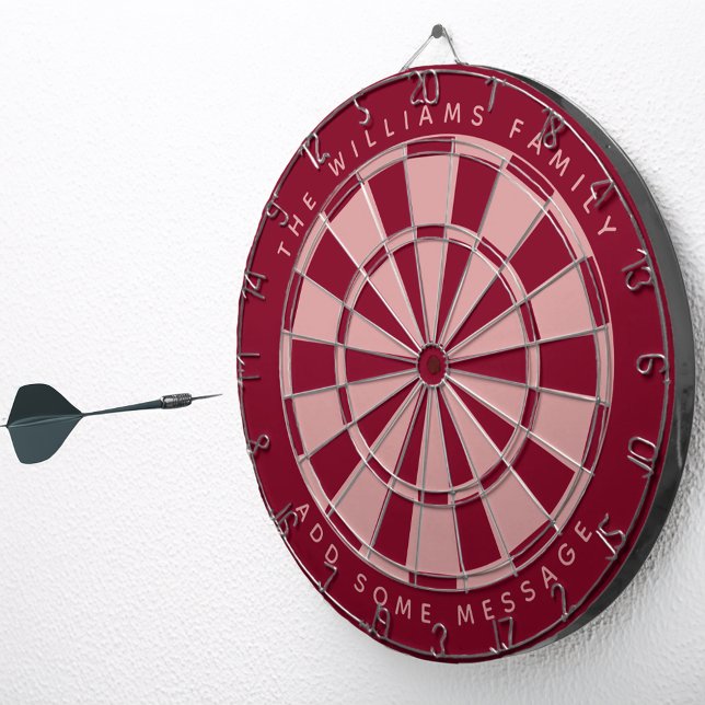 Red & Pink Custom Family Name & Message Classic Dart Board (Creator Uploaded)