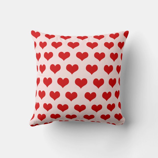 Red Pink Cute Cozy Modern Romantic Chic Heart  Throw Pillow (Back)