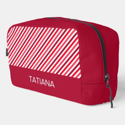 Red & Pink Diagonal Stripes Pattern Dopp Kit