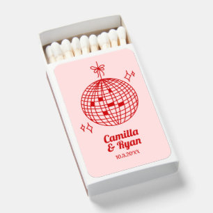 Red & Pink Disco Wedding Favor Personalized Matchboxes