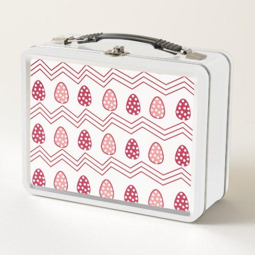 Red Pink Easter Eggs Easter Pattern        Metal Lunch Box