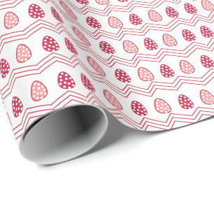 Red Pink Easter Eggs Easter Pattern   Wrapping Paper