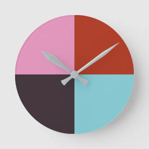 Red Pink Eggplant Blue Round Clock