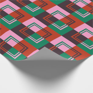 Red Pink Eggplant Green Wrapping Paper
