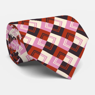 Red Pink Eggplant Ivory Neck Tie