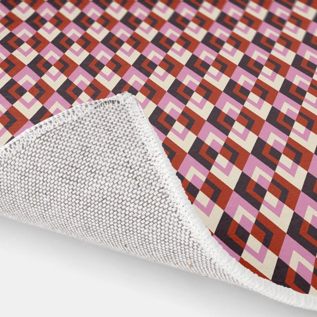 Red Pink Eggplant Ivory Plaid Pattern Rug (Indoor)