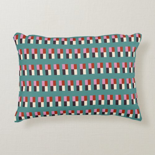 Red Pink Eggplant Ivory Teal Pattern Decorative Pillow