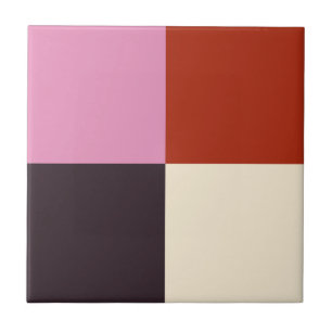 Red Pink Eggplant Ivory Tile