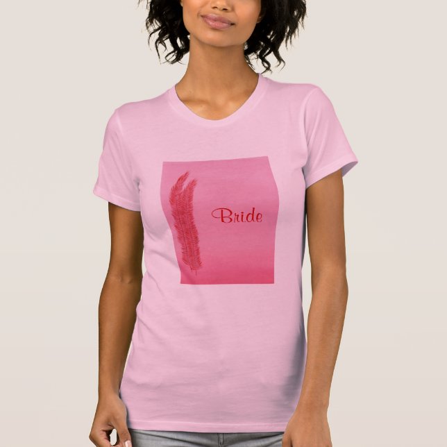 Red Pink Feathers Bride T-shirts (Front)