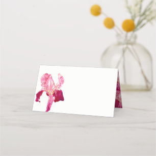 Red pink flag iris watercolor guest place cards
