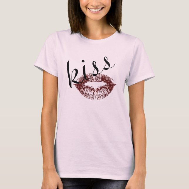 Red Pink Flirty Kiss T-Shirt (Front)
