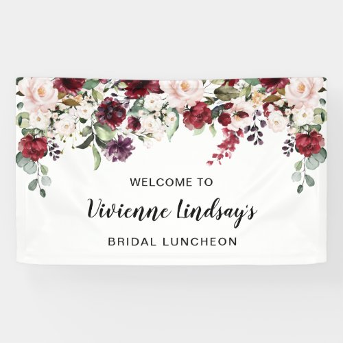 Red Pink Floral Bridal Luncheon Welcome Banner