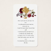 Red Pink Floral Cross Photo Funeral Prayer Card (Back)