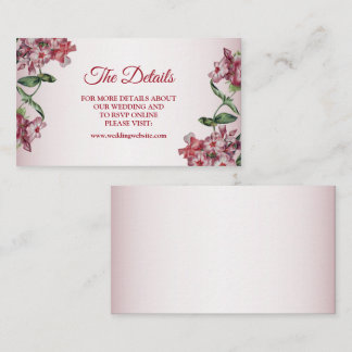 Red Pink Floral Green Leaves Modern Wedding Detail Enclosure Card