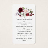 Red Pink Floral Photo Funeral Prayer Card (Back)