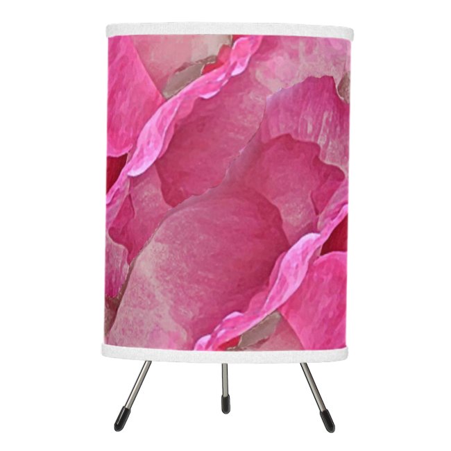 Red Pink Floral Poppy Flowers Tripod Lamp