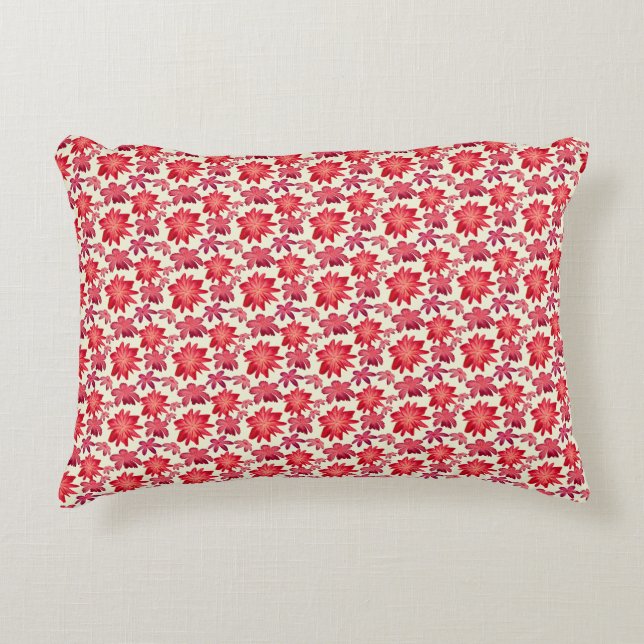 Red Pink Floral Seamless Pattern Dark Aesthetic  Accent Pillow (Front)
