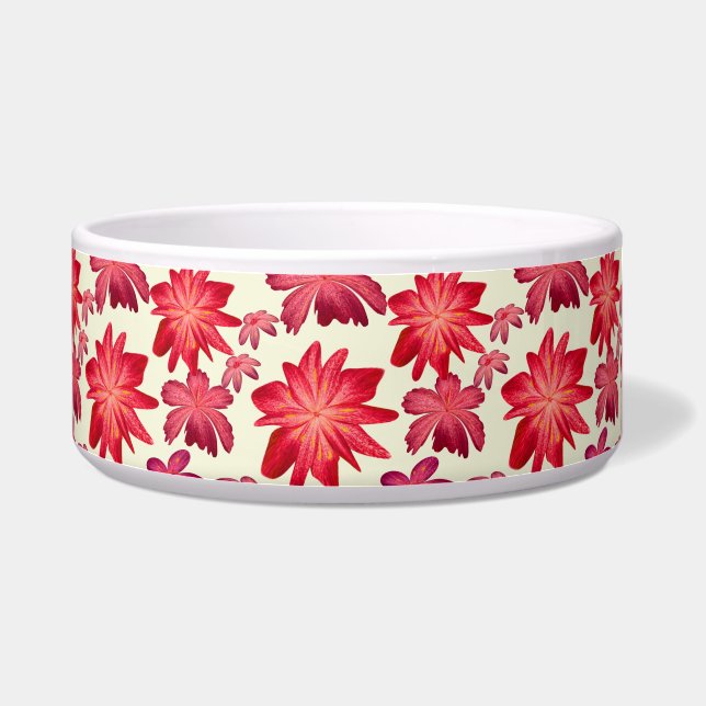 Red Pink Floral Seamless Pattern Dark Aesthetic  Bowl (Right)
