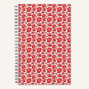 Red Pink Floral Seamless Pattern Dark Aesthetic Notebook