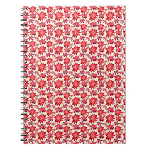 Red Pink Floral Seamless Pattern Dark Aesthetic Notebook