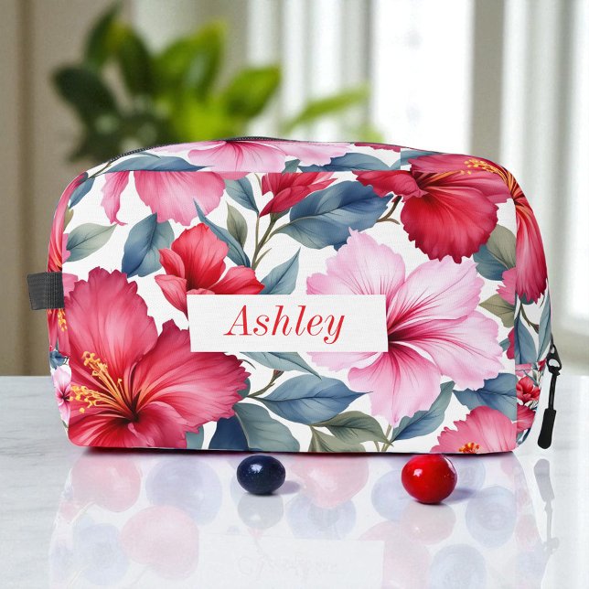Red Pink Floral Watercolor Elegant Dopp Kit (Creator Uploaded)