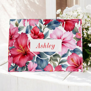 Red Pink Floral Watercolor Elegant Large Gift Bag