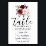Red Pink Floral Wedding Guest Seating Chart Table Number<br><div class="desc">Elegant DIY wedding seating chart and table number.</div>