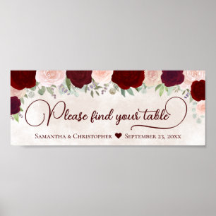 Red & Pink Floral Wedding Seating Chart Header