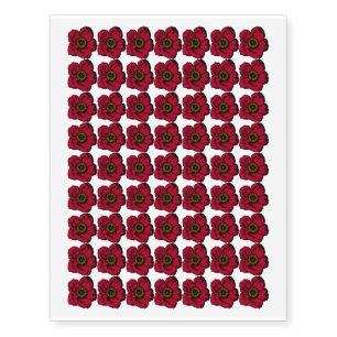 Red Pink Flower Nature Garden Design Temporary Tattoos