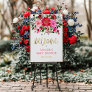 Red & Pink Flowers Baby Shower Welcome Sign