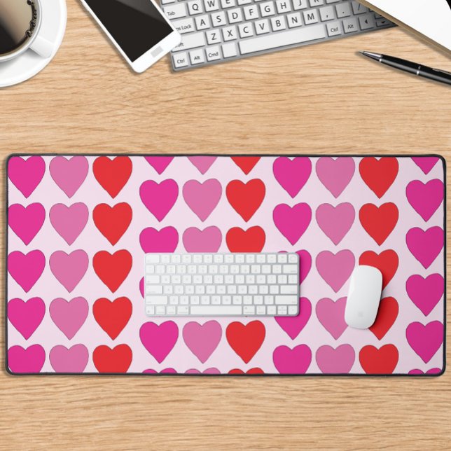 Red Pink Fuchsia Hearts  Desk Mat (Creator Uploaded)