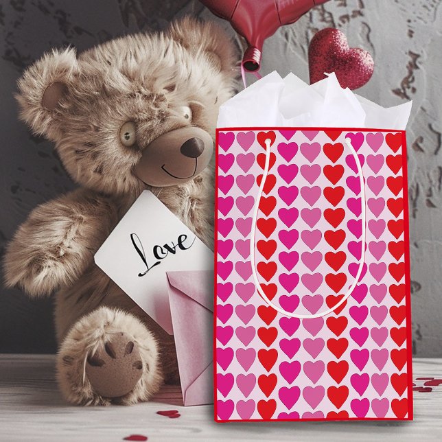 Red Pink Fuchsia Hearts Medium Gift Bag (Creator Uploaded)