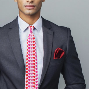 Red Pink Fuchsia Hearts Neck Tie