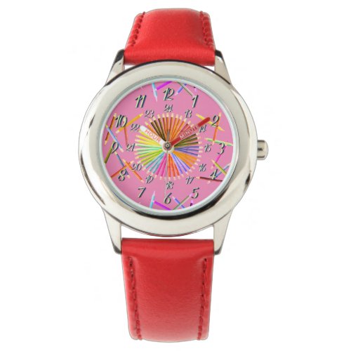 Red Pink Fun Heart Color Wheel Watch