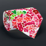 Red Pink Geranium Floral Pattern Neck Tie<br><div class="desc">This design features red and pink geraniums in a repeated pattern. Perfect for spring and summer weddings.  Designed by world renowned artist ©Tim Coffey.</div>