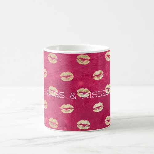 Red Pink Glam Gold Lips  Coffee Mug