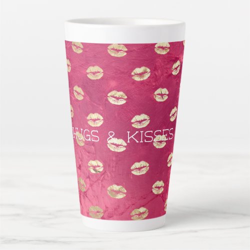Red Pink Glam Gold Lips  Latte Mug