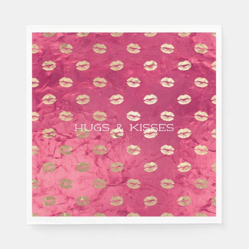 Red Pink Glam Gold Lips  Napkins
