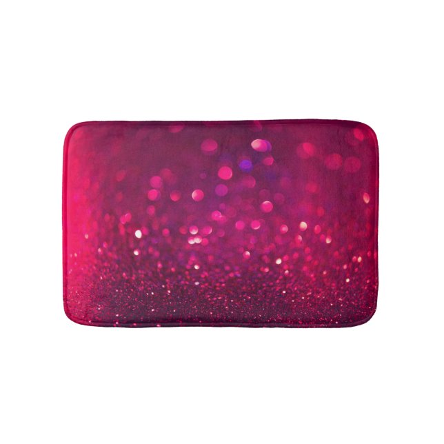 Red Pink Glitter: Abstract Bokeh Bath Mat (Front)