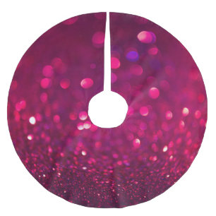 Red Pink Glitter: Abstract Bokeh Brushed Polyester Tree Skirt