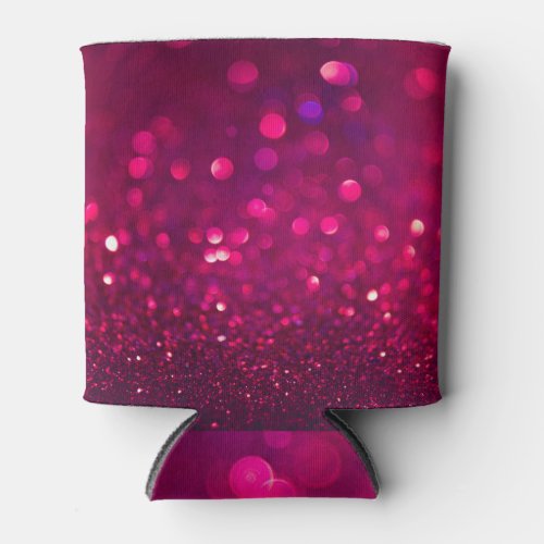 Red Pink Glitter Abstract Bokeh Can Cooler