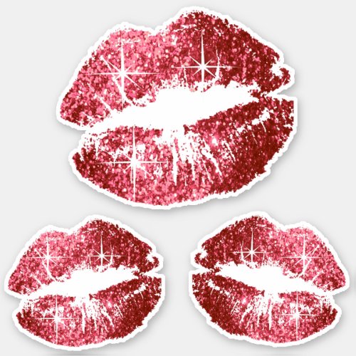 Red Pink Glitter Lips _ Kiss_Cut Sticker