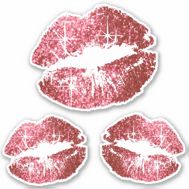 Red Pink Glitter Lips - Kiss-Cut Sticker (Front)
