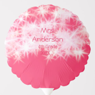 Red pink glitter sparkle Back to school teacher ap Balloon
