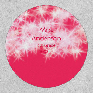Red pink glitter sparkle Back to school teacher ap Patch